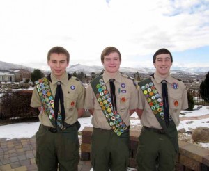 Courtesy photo Three scouts from Troupe 443 in Spanish Springs were honored Saturday for achieving the rank of Eagle Scout. From left to right are: Bobby Fry, Colby Green and Patrick Durgin.