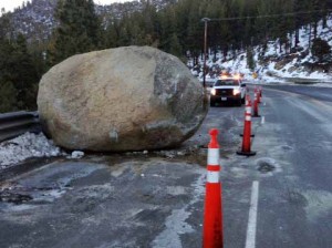 Courtesy photo A giant boulder rests on U.S. 55 near Lake Tahoe.